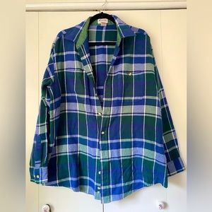 Vintage Blue & Green Plaid  Windridge Flannel